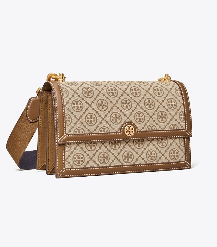 Tory Burch diseñador bolsos de hombro Bolso de hombro con monograma T en Hazelnut ángulo