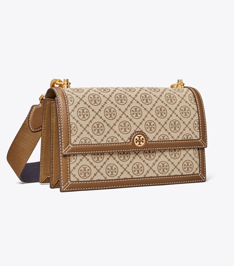 Tory Burch diseñador bolsos de hombro Bolso de hombro con monograma T en Hazelnut ángulo