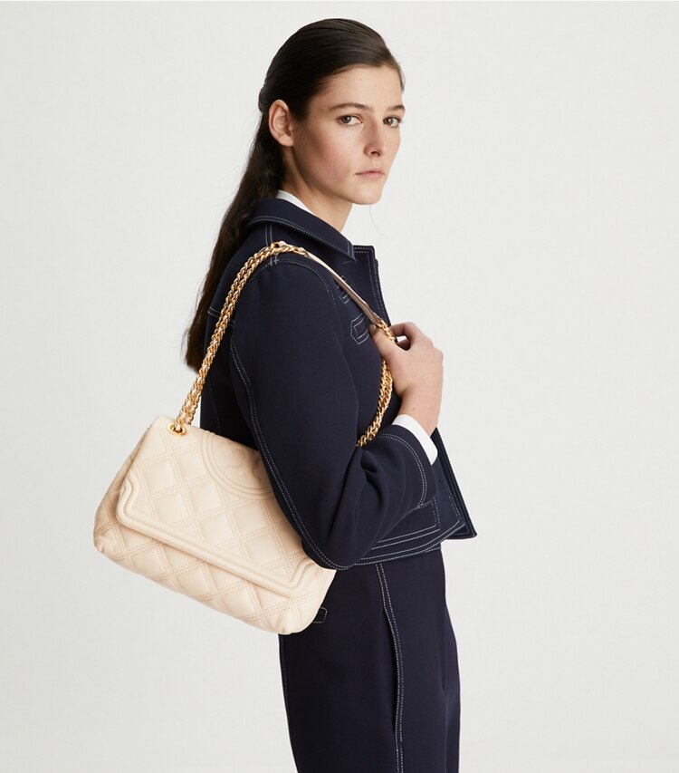 Tory Burch diseñador bolsos de hombro Bolso de hombro convertible suave Fleming en New Cream accesorio en modelo