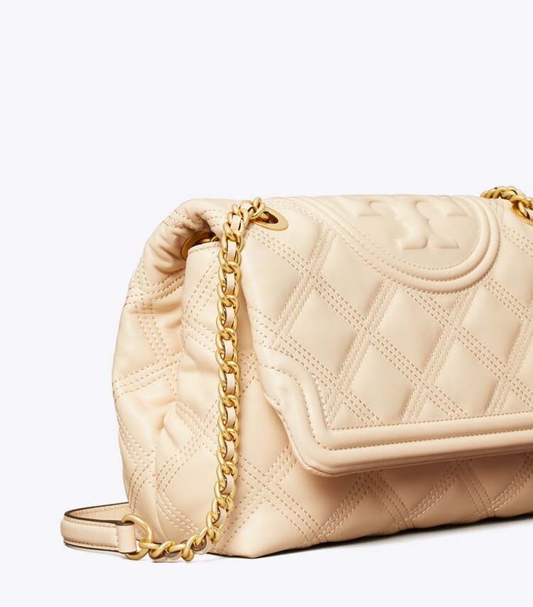 Tory Burch diseñador bolsos de hombro Bolso de hombro convertible suave Fleming en New Cream detalle
