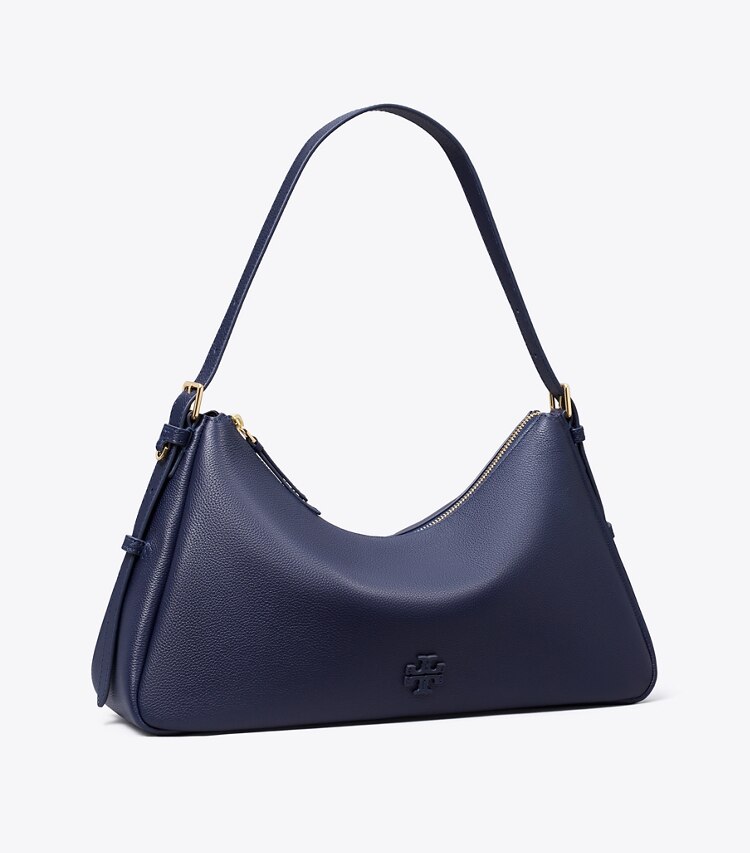 Tory Burch diseñador bolsos de hombro Bolso de hombro de cuero con cierre en la parte superior en Tory Navy ángulo
