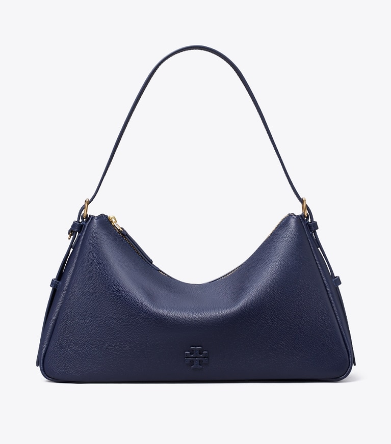 Tory Burch diseñador bolsos de hombro Bolso de hombro de cuero con cierre en la parte superior en Tory Navy frente