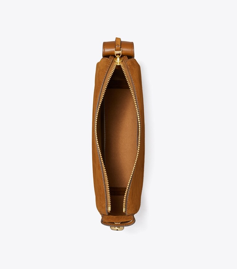Tory Burch diseñador bolsos de hombro Bolso de hombro de gamuza Romy en Caramel vista superior