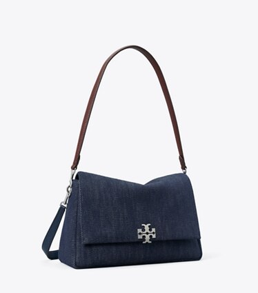 Tory Burch diseñador bolsos de hombro Bolso de hombro de mezclilla Charlie en Midnight ángulo