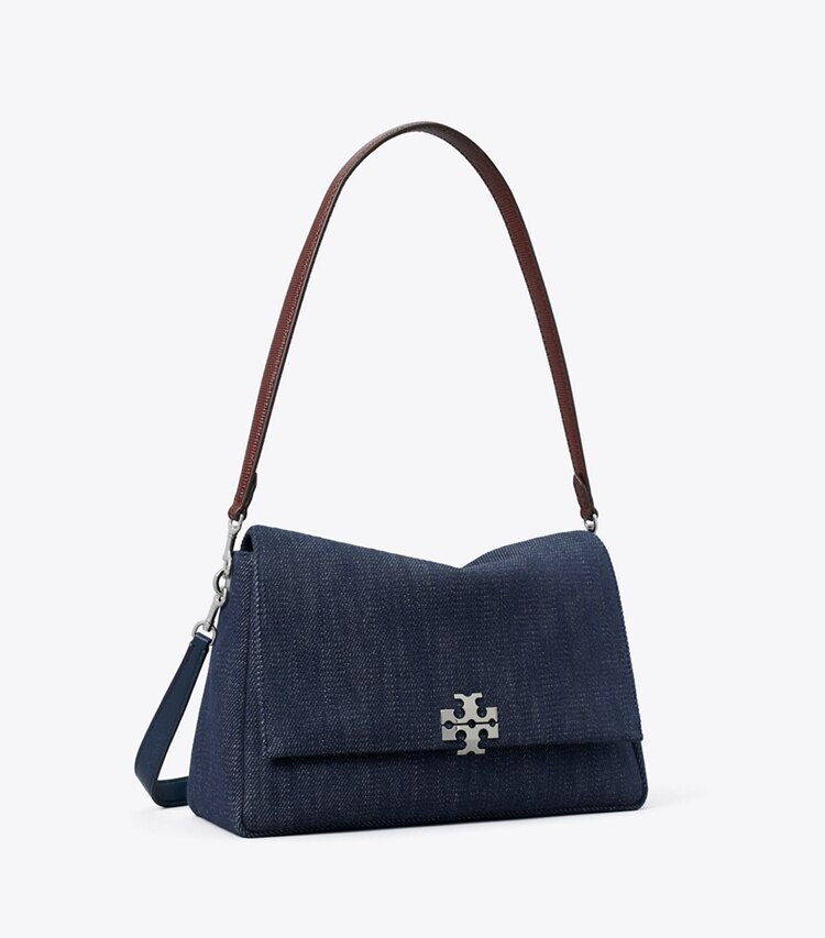 Tory Burch diseñador bolsos de hombro Bolso de hombro de mezclilla Charlie en Midnight ángulo