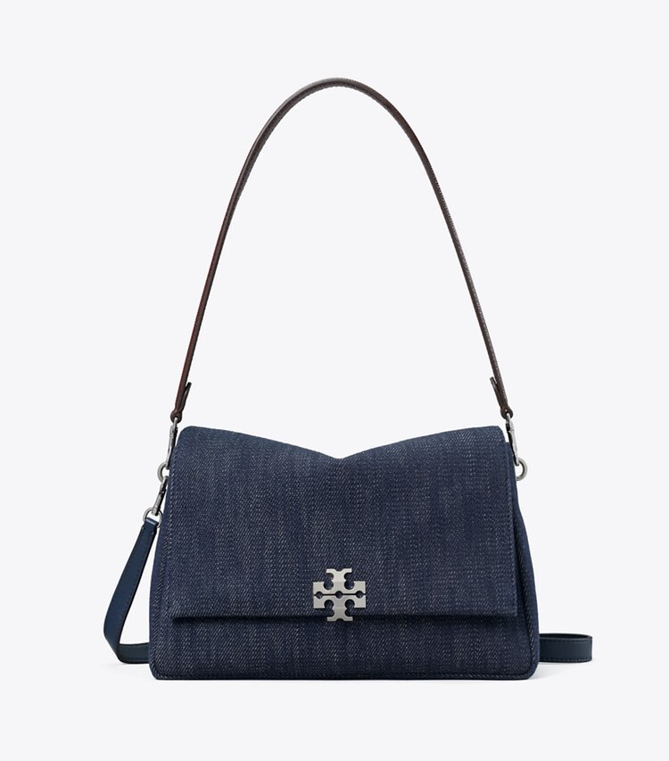 Tory Burch diseñador bolsos de hombro Bolso de hombro de mezclilla Charlie en Midnight frente