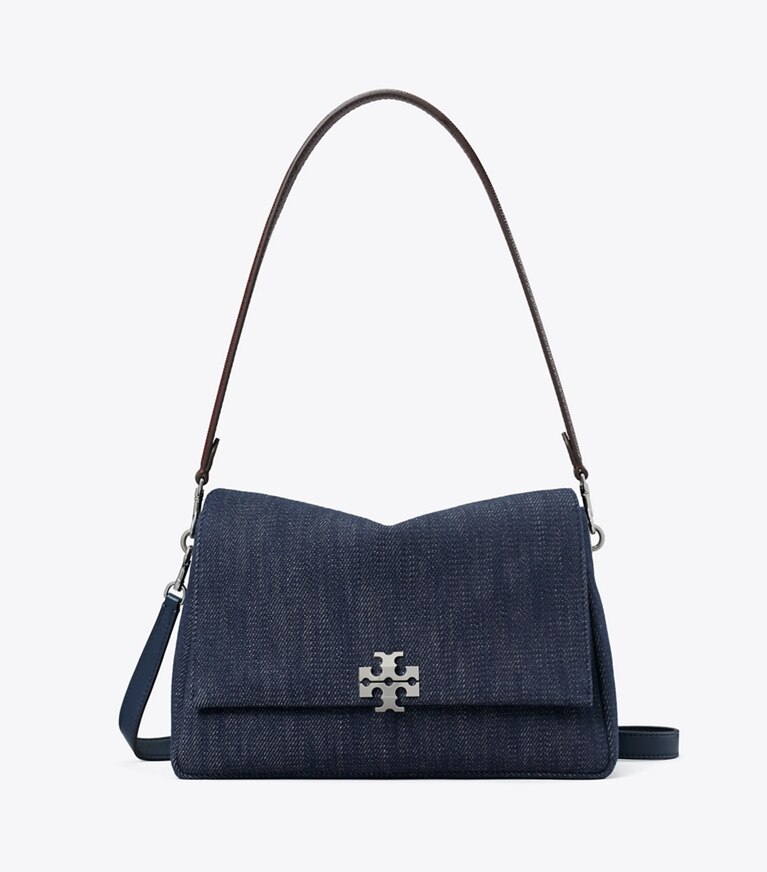Tory Burch diseñador bolsos de hombro Bolso de hombro de mezclilla Charlie en Midnight frente