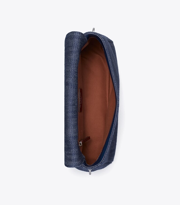 Tory Burch diseñador bolsos de hombro Bolso de hombro de mezclilla Charlie en Midnight vista superior