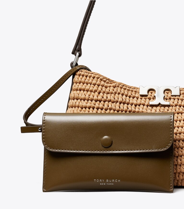 Tory Burch diseñador bolsos de hombro Bolso de hombro delgado de rafia Eleanor en Honeycomb adicional