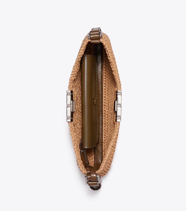 Tory Burch diseñador bolsos de hombro Bolso de hombro delgado de rafia Eleanor en Honeycomb vista superior