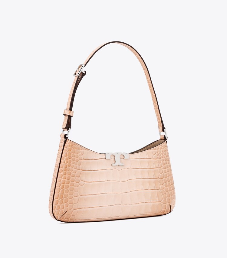 Tory Burch diseñador bolsos de hombro Bolso de hombro delgado Eleanor con grabado de cocodrilo en Pale Blush ángulo