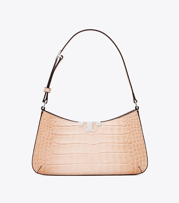 Tory Burch diseñador bolsos de hombro Bolso de hombro delgado Eleanor con grabado de cocodrilo en Pale Blush frente