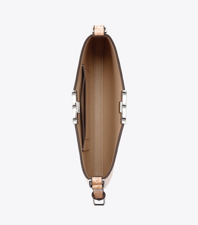 Tory Burch diseñador bolsos de hombro Bolso de hombro delgado Eleanor con grabado de cocodrilo en Pale Blush vista superior