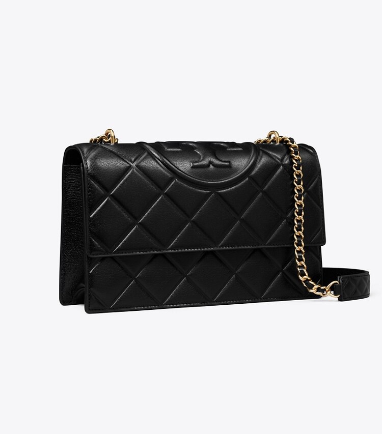 Tory Burch diseñador bolsos de hombro Bolso de hombro Fleming en Black ángulo