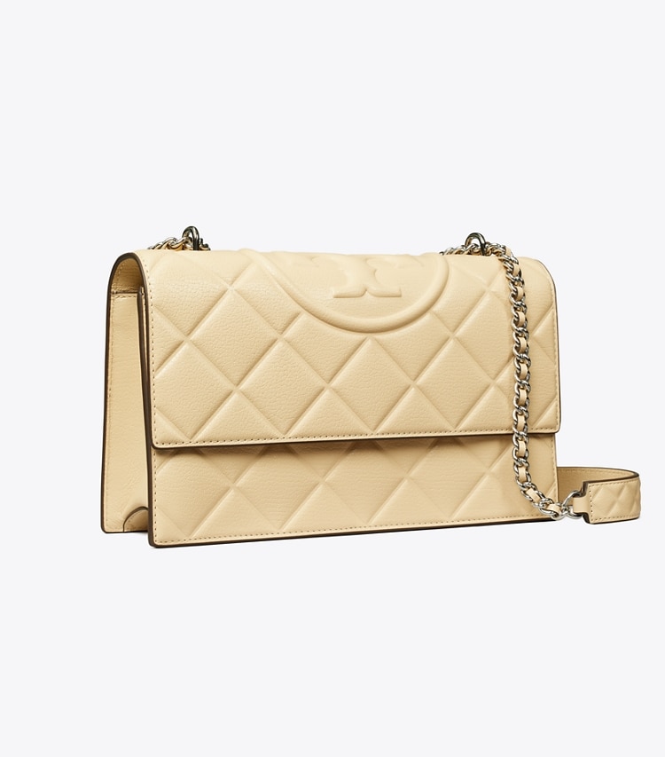 Tory Burch diseñador bolsos de hombro Bolso de hombro Fleming en Vanilla Soft Serve ángulo