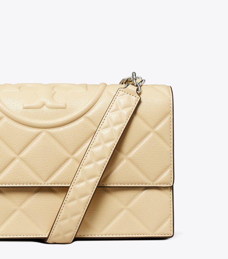 Tory Burch diseñador bolsos de hombro Bolso de hombro Fleming en Vanilla Soft Serve detalle