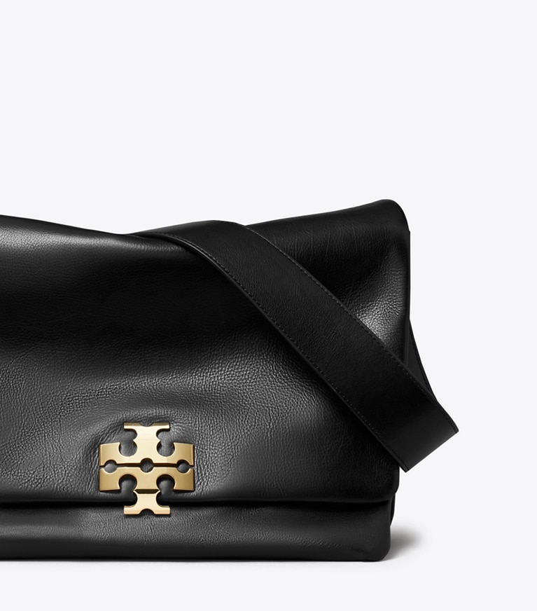 Tory Burch diseñador bolsos de hombro Bolso de hombro grande Charlie Runway en BLACK/GOLD detalle