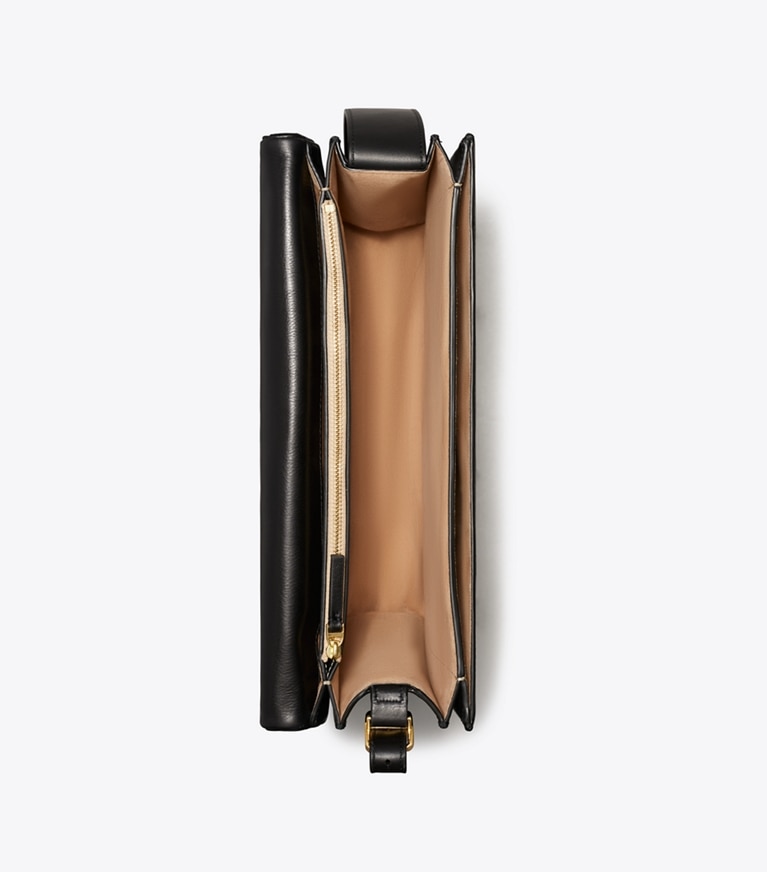 Tory Burch diseñador bolsos de hombro Bolso de hombro grande Charlie Runway en BLACK/GOLD desde arriba