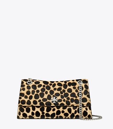 Tory Burch diseñador bolsos de hombro Bolso de hombro Kira con broche giratorio de pelo de ternera en Trench / Black frontal