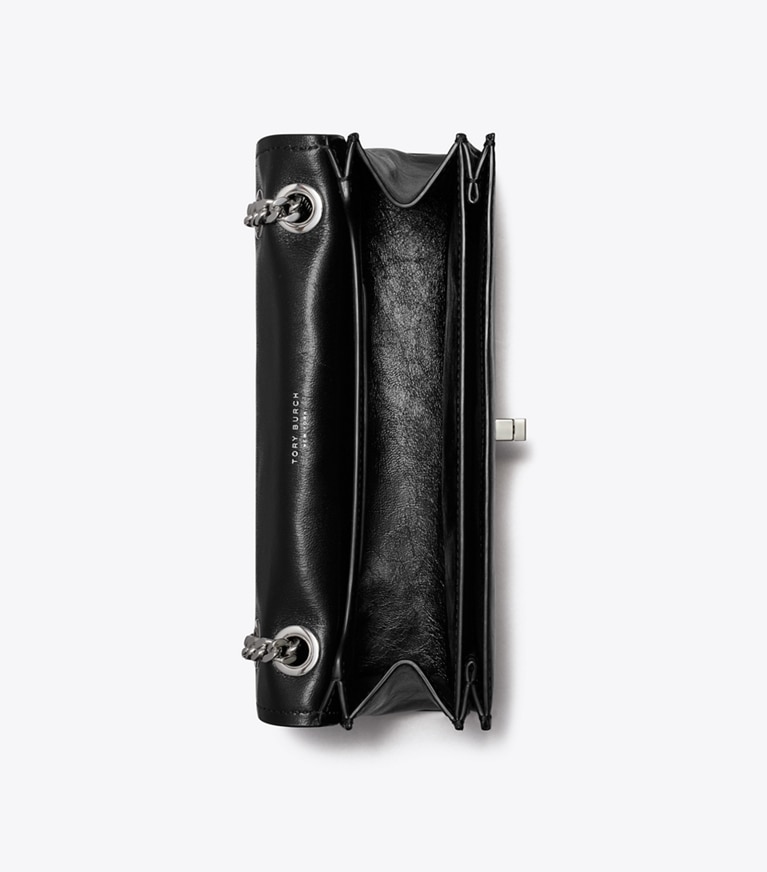 Tory Burch diseñador bolsos de hombro Bolso de hombro Kira con broche giratorio en Black desde arriba
