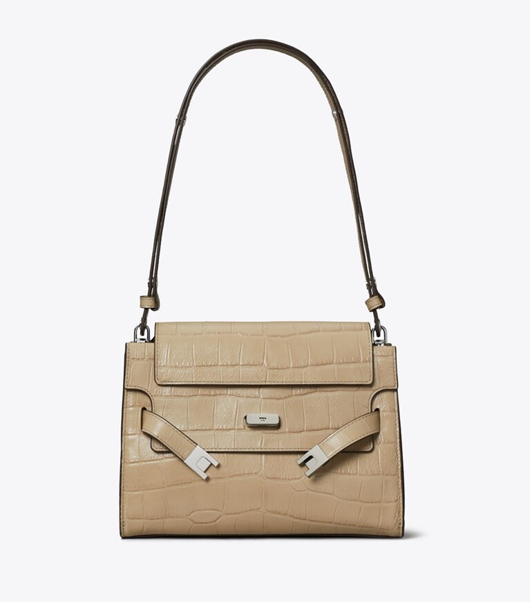 Tory Burch diseñador bolsos de hombro Bolso de hombro Lee Radziwill grabado en Light Hickory frontal