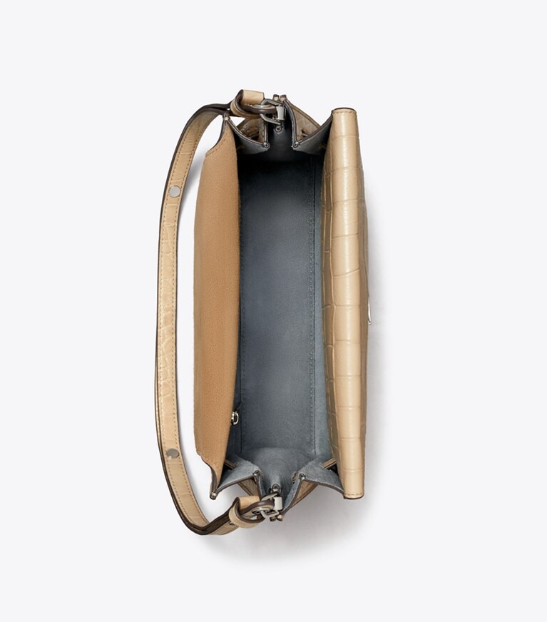Tory Burch diseñador bolsos de hombro Bolso de hombro Lee Radziwill grabado en Light Hickory desde arriba