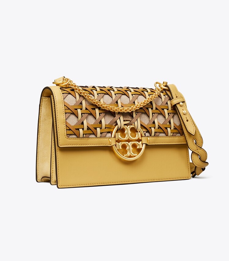 Tory Burch diseñador bolsos de hombro Bolso de hombro Miller con tejido trenzado en CORNBREAD ángulo