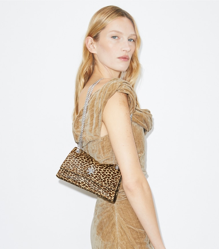 Tory Burch diseñador bolsos de hombro Bolso de hombro Mini Kira con broche giratorio de pelo de ternera en Multi accesorio en modelo