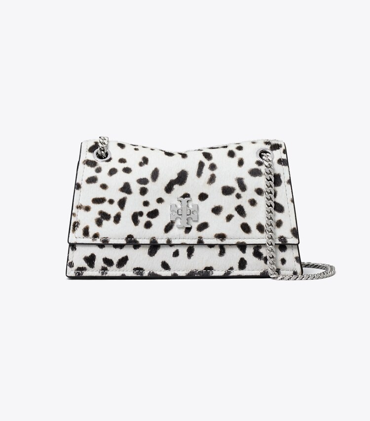 Tory Burch diseñador bolsos de hombro Bolso de hombro Mini Kira con broche giratorio de pelo de ternera en Cow Print frente