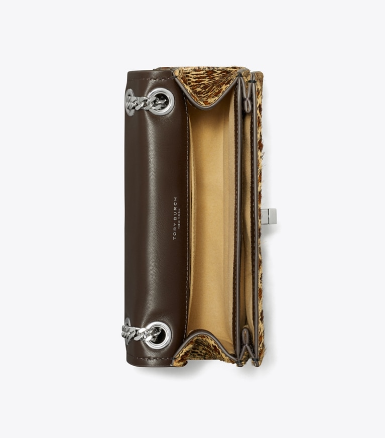 Tory Burch diseñador bolsos de hombro Bolso de hombro Mini Kira con broche giratorio de pelo de ternera en Multi vista superior