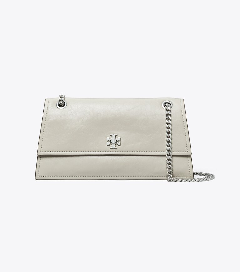 Tory Burch diseñador bolsos de hombro Bolso de hombro Mini Kira con broche giratorio en Dove Gray frente