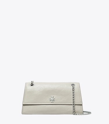 Tory Burch diseñador bolsos de hombro Bolso de hombro Mini Kira con cierre giratorio en Dove Gray frontal