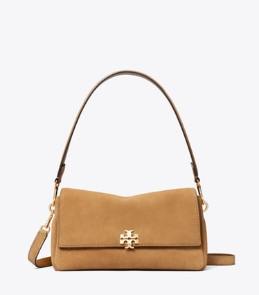 Tory Burch diseñador bolsos de hombro Bolso de hombro pequeño Charlie de gamuza en Toffee frente