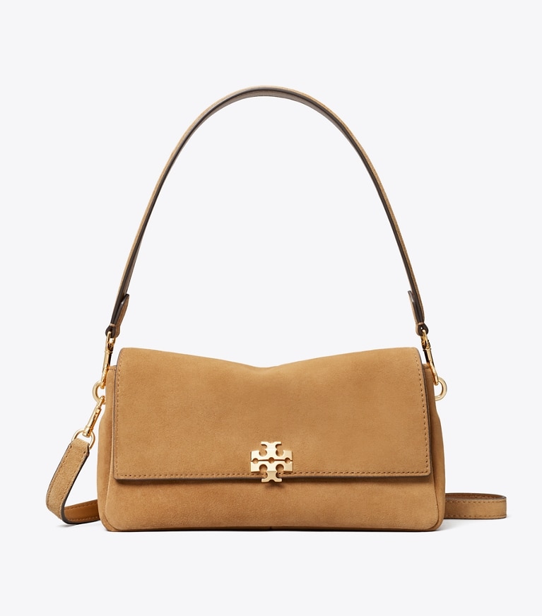 Tory Burch diseñador bolsos de hombro Bolso de hombro pequeño Charlie de gamuza en Toffee frente