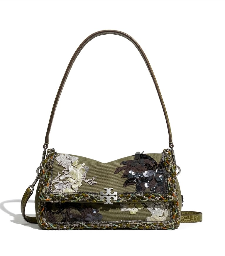Tory Burch diseñador bolsos de hombro Bolso de hombro pequeño con adornos Charlie en Green adicional