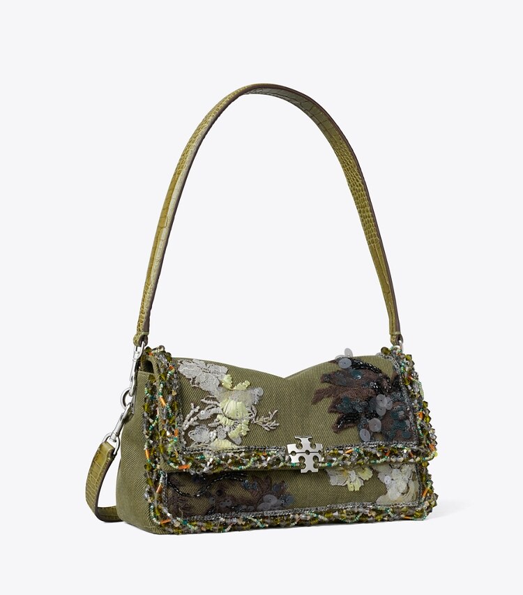 Tory Burch diseñador bolsos de hombro Bolso de hombro pequeño con adornos Charlie en Green ángulo