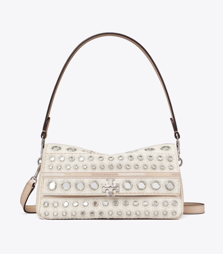 Tory Burch diseñador bolsos de hombro Bolso de hombro pequeño con adornos Charlie en New Ivory frente