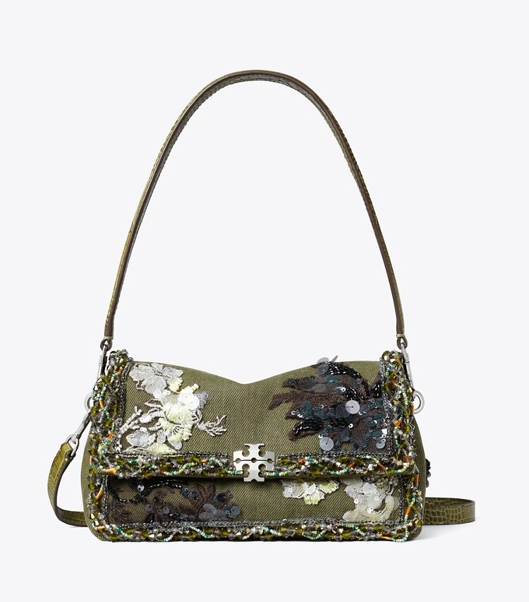 Tory Burch diseñador bolsos de hombro Bolso de hombro pequeño con adornos Charlie en Green frente