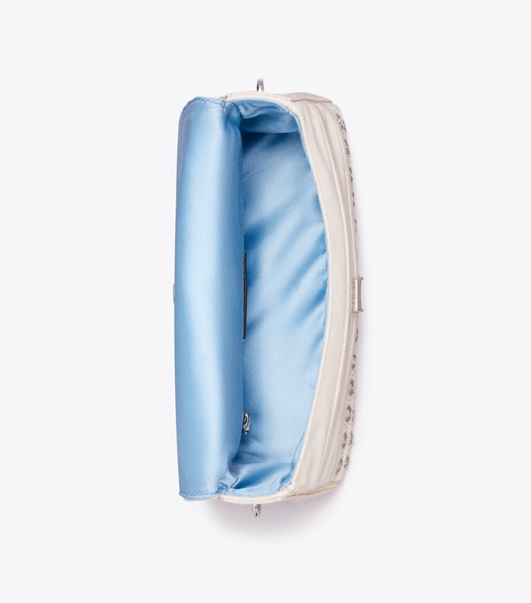 Tory Burch diseñador bolsos de hombro Bolso de hombro pequeño con adornos Charlie en New Ivory vista superior