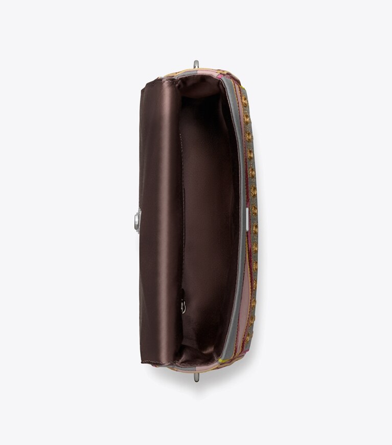 Tory Burch diseñador bolsos de hombro Bolso de hombro pequeño con adornos Charlie en Pink / Gray vista superior
