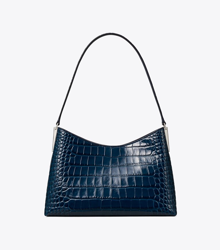 Tory Burch diseñador bolsos de hombro Bolso de hombro pequeño con piel grabada en relieve con efecto de cocodrilo Robinson en Twilight volver