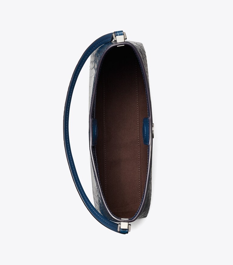 Tory Burch diseñador bolsos de hombro Bolso de hombro pequeño con piel grabada en relieve con efecto de cocodrilo Robinson en Twilight vista superior