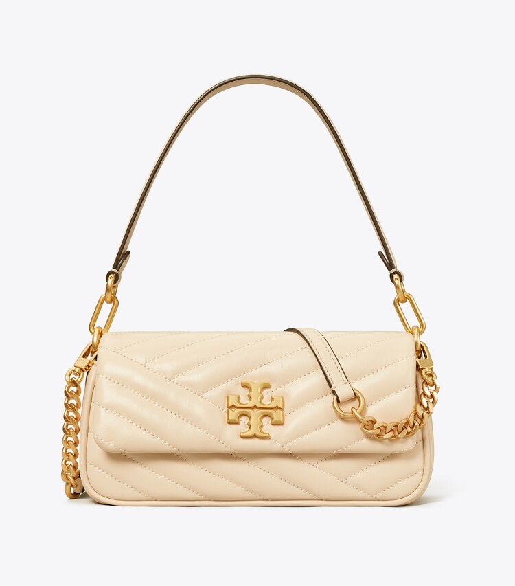 Tory Burch diseñador bolsos de hombro Bolso de hombro pequeño con solapa Kira Chevron en New Cream frente