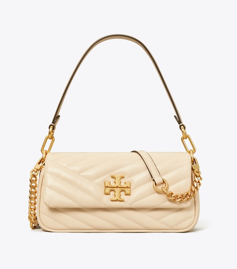 Tory Burch diseñador bolsos de hombro Bolso de hombro pequeño con solapa Kira Chevron en New Cream frente