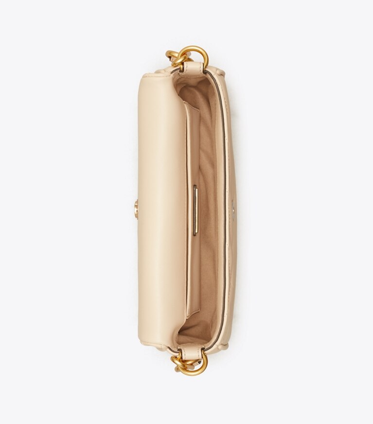 Tory Burch diseñador bolsos de hombro Bolso de hombro pequeño con solapa Kira Chevron en New Cream vista superior
