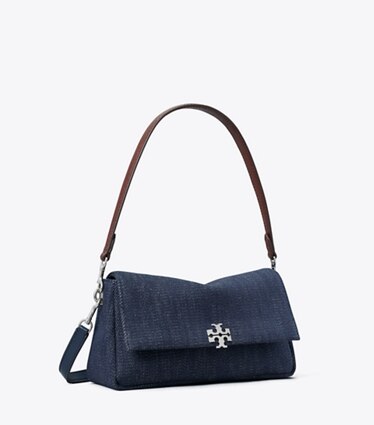 Tory Burch diseñador bolsos de hombro Bolso de hombro pequeño de mezclilla Charlie en Midnight ángulo