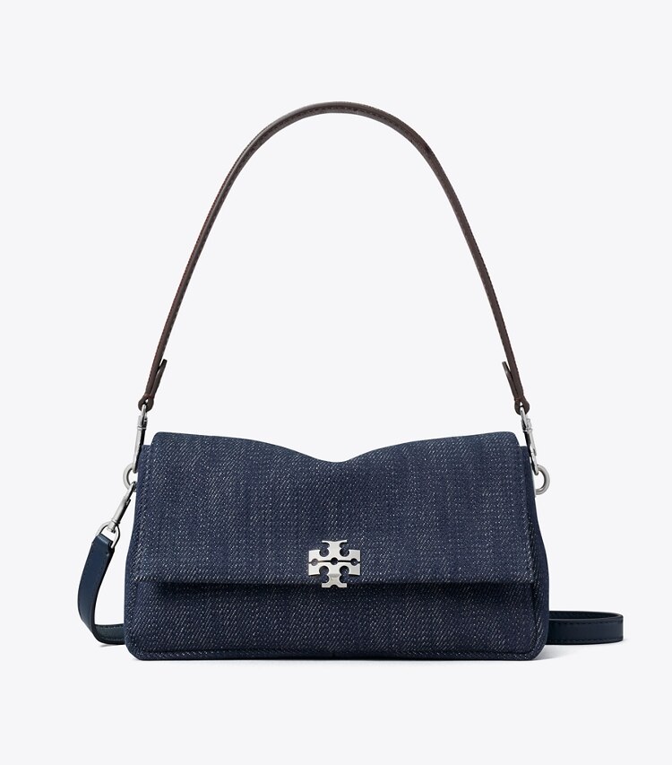 Tory Burch diseñador bolsos de hombro Bolso de hombro pequeño de mezclilla Charlie en Midnight frente