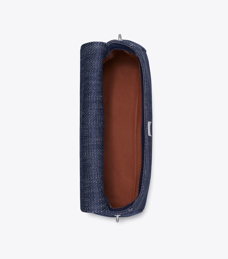 Tory Burch diseñador bolsos de hombro Bolso de hombro pequeño de mezclilla Charlie en Midnight vista superior