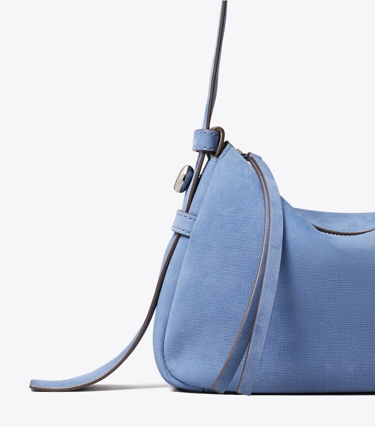 Tory Burch diseñador bolsos bandolera Bolso de hombro pequeño de nobuk Romy en Soft Blue detalle