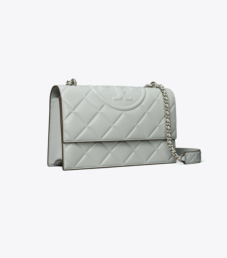 Tory Burch diseñador bolsos de hombro Bolso de hombro pequeño Fleming en Gray ángulo